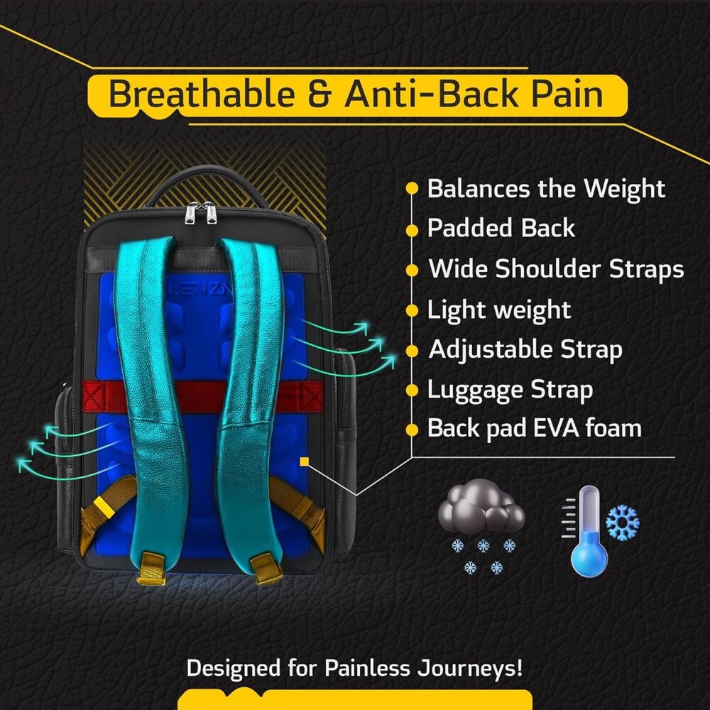 LENZN Durable Leather Laptop Business Backpack - Picture 5 of 9